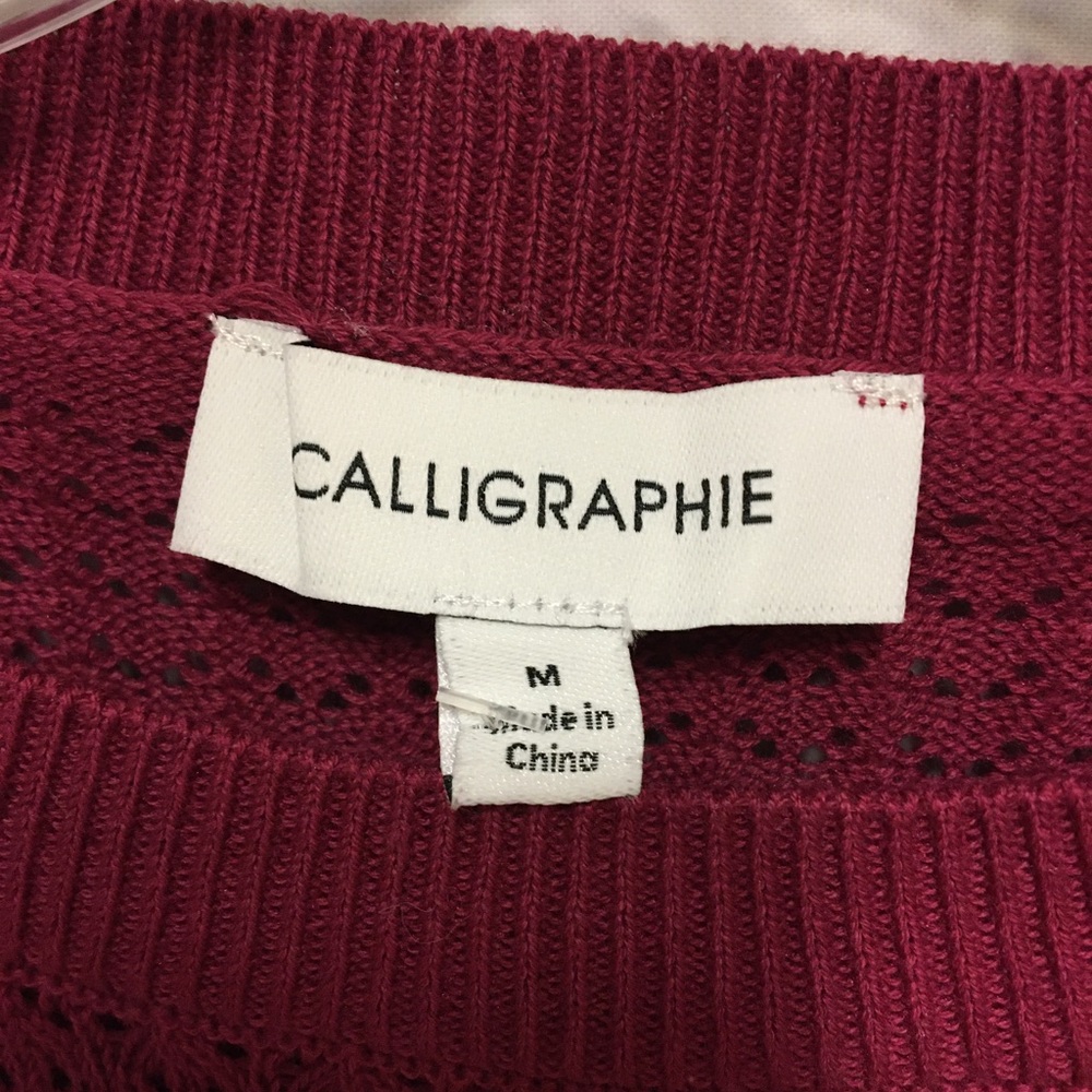 NEW Red SWEATER TOP OVERSIZED Puff Sleeves  Raspberry SZ M - Picture 7 of 11